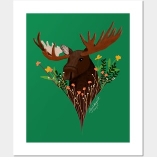 Moose in the Wildflowers Posters and Art